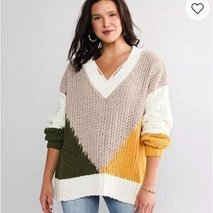 BKE Chenille Color Block Sweater